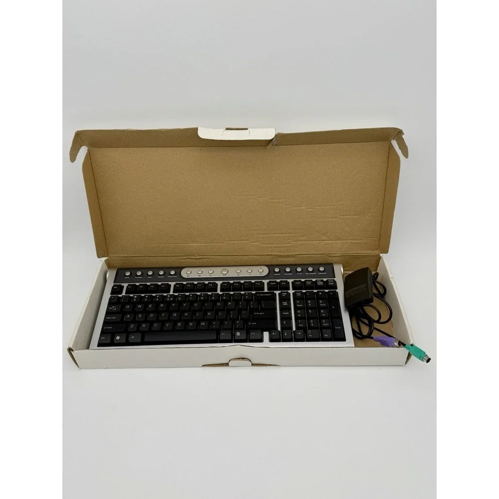 A4Tech RFKB-15 Wireless Multimedia Keyboard w/ RX-252 Receiver PS/2 Vintage